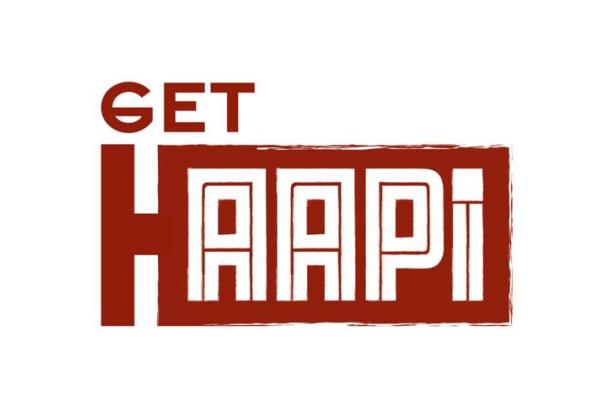 an illustrated logo for "Get HAPPI"