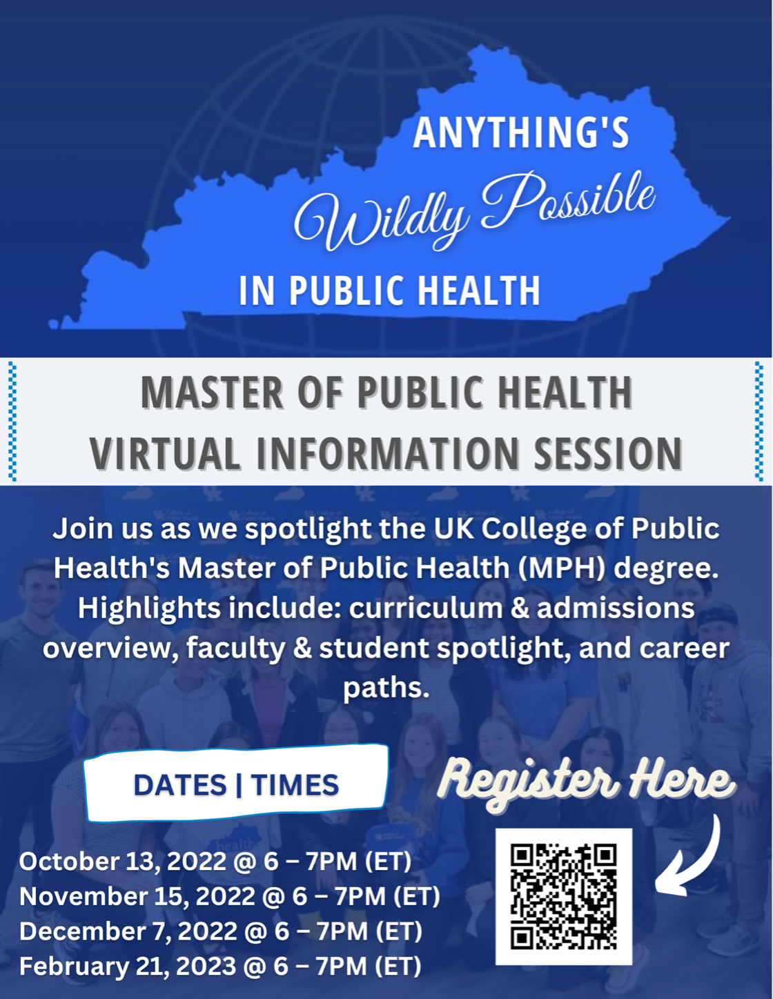 an illustrated flyer for the "Anything's Possible in Public Health" event
