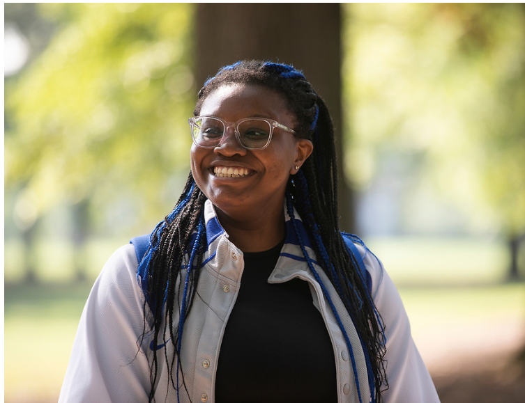 a photograph of Princess Magor Agbozo with her backpack on