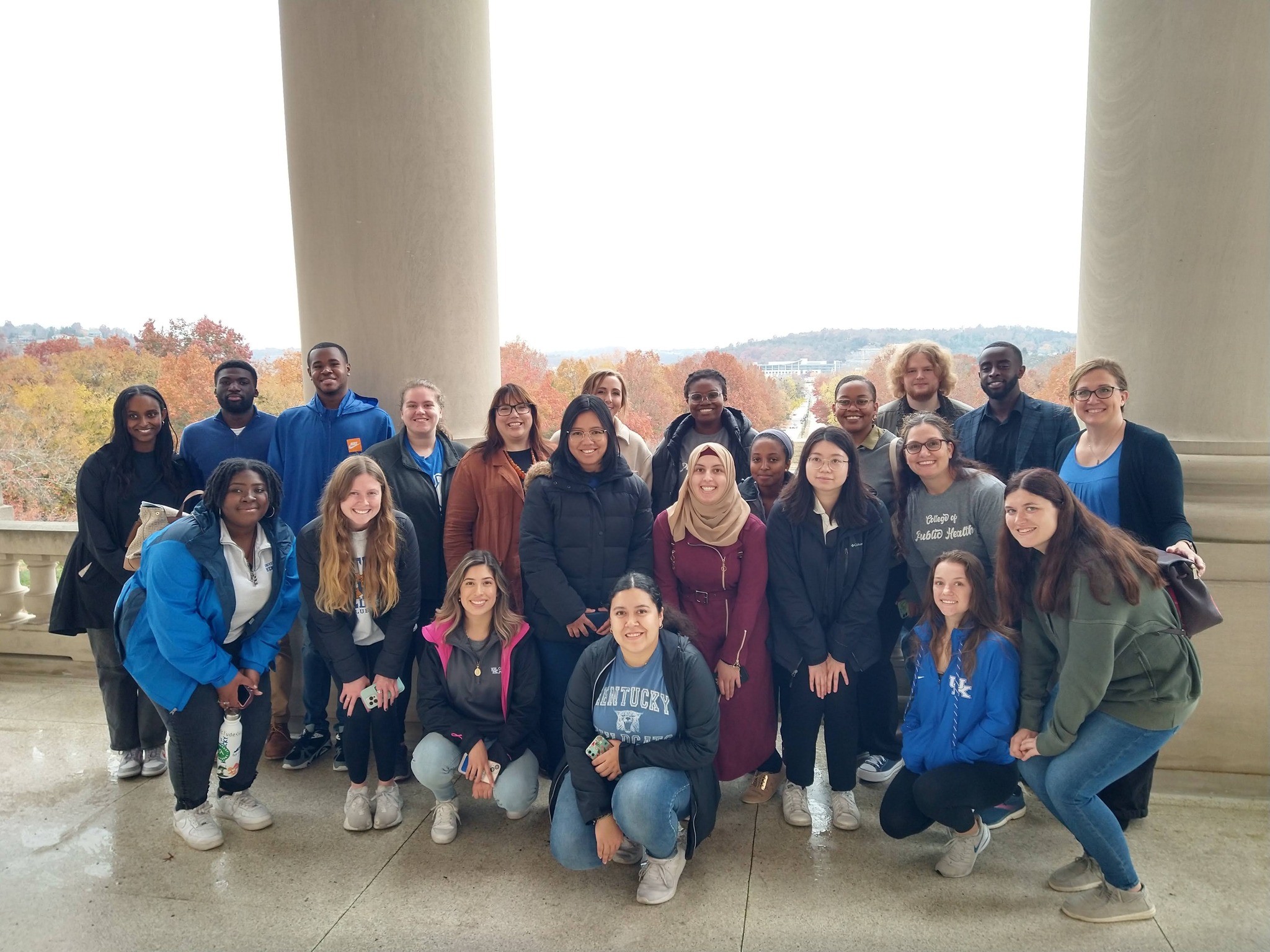 a photograph of a group of public health students with faculty and staff at the Capitol in Frankfort Kentucky