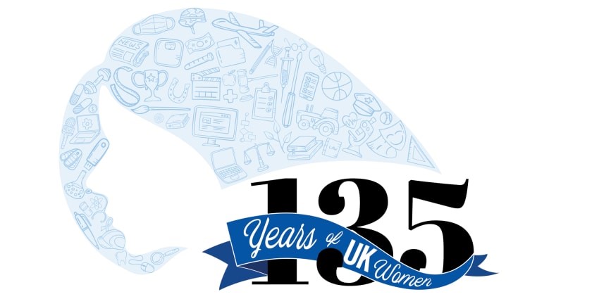 Illustration of 135 Years of UK Women Luncheon themed logo
