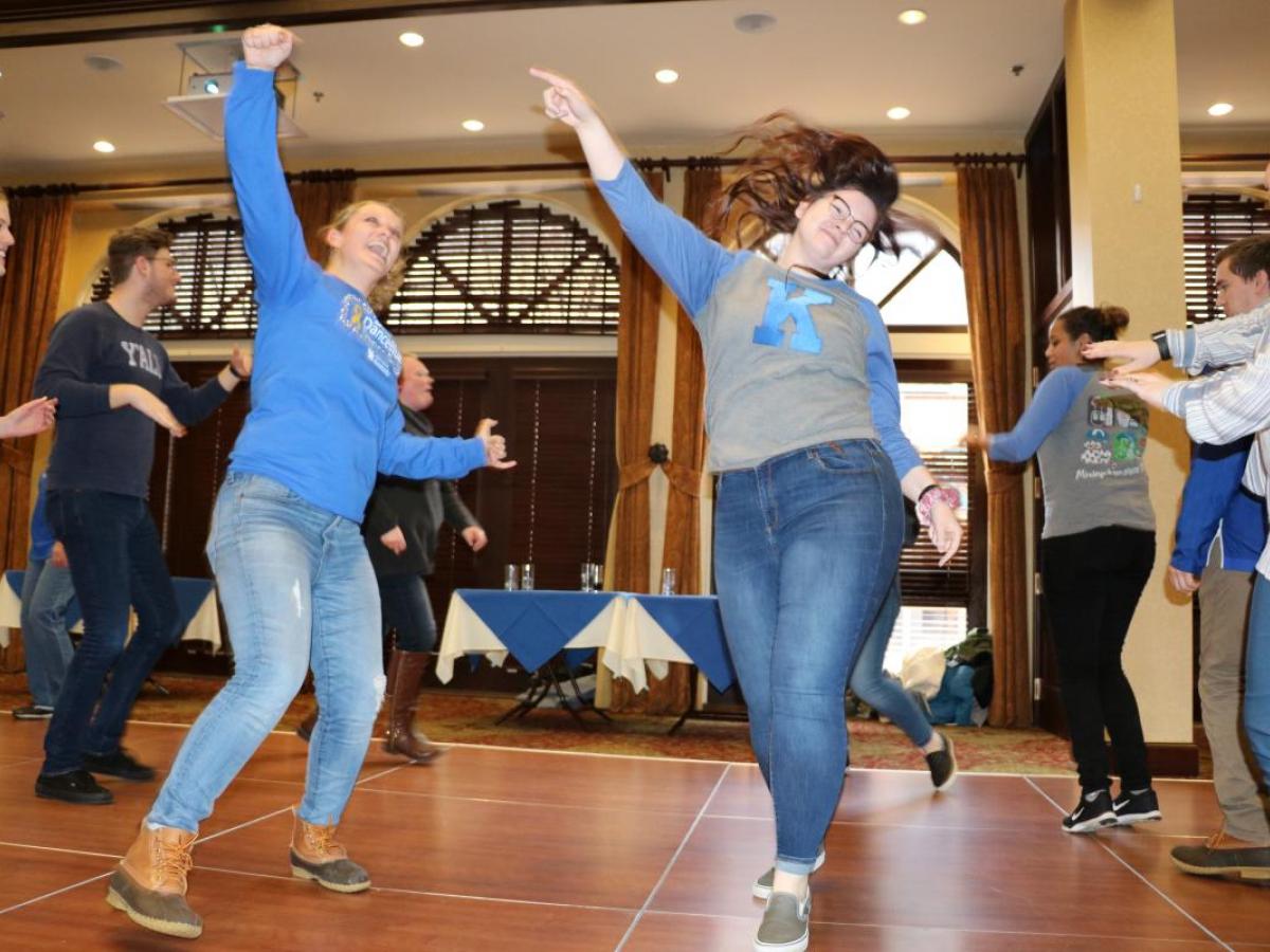 Pictured are a group of people dancing in support of Dance Blue