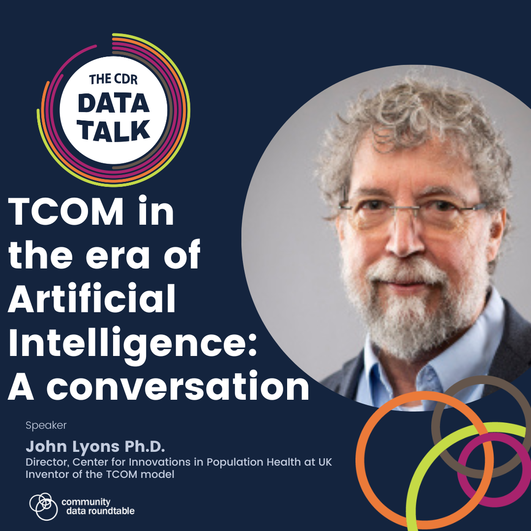 a poster stating "TCOM in the era of Artificial Intelligence: A conversation"