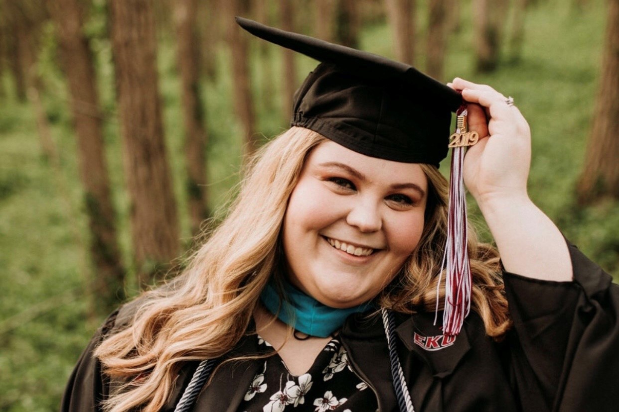 Elizabeth Crolley in Eastern Kentucky University graduation regalia in 2019