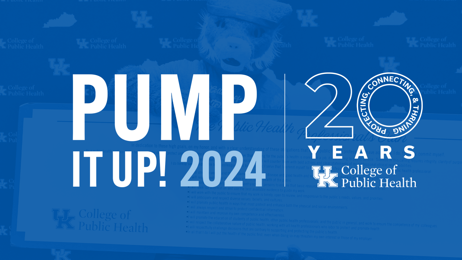 an illustrated logo for Pump It Up 2024, with a logo for "20 years of CPH"