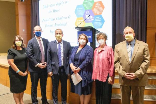 Representatives from Kentucky Children's Hospital, KIPRC, Kosair Charities and state officials unveiled the medication safety bags