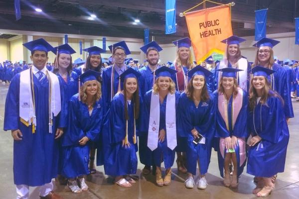 picture of a group of public health students in graduation regalia