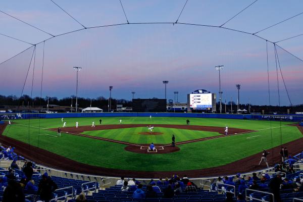 Pictured is the Kentucky Wildcats baseball diamond at their home field, Kentucky Proud Park.   