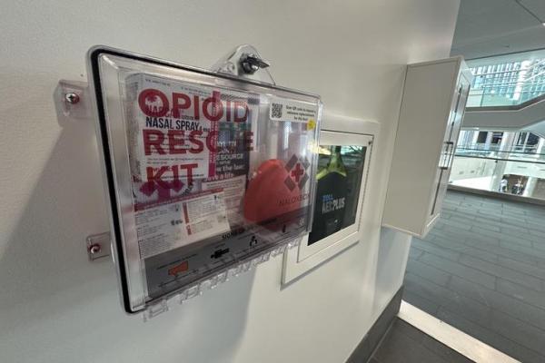a photograph of a Naloxone kit located in Gatton Student Center