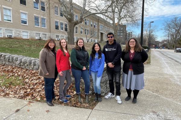 Pictured is the MSBST Fall 2022 cohort Ashton Miller, Sarah Jane Robbins, Caitline Phan and Shubh Saraswat along with Dr. Heather Bush and Dr. Amanda Ellis
