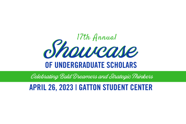 a flyer for the 2023 Showcase of Undergraduate Scholars showing the information that is on its event page