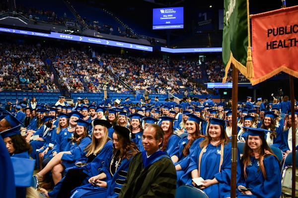 Picture of public health students graduating at Rupp Arena in May of 2023