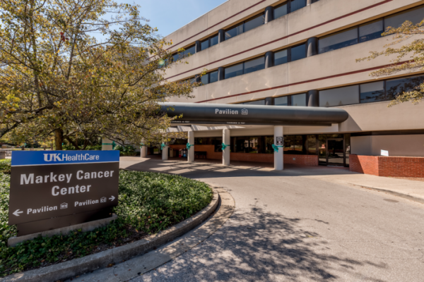 a photograph of the exterior of the Markey Cancer Center