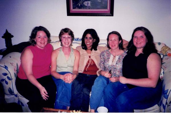 a photograph of Alisa Bowersock, LeAnne Nieters, Sabine Meuse, Shalini Parekh, and Jennifer Redmond Knight on a couch together
