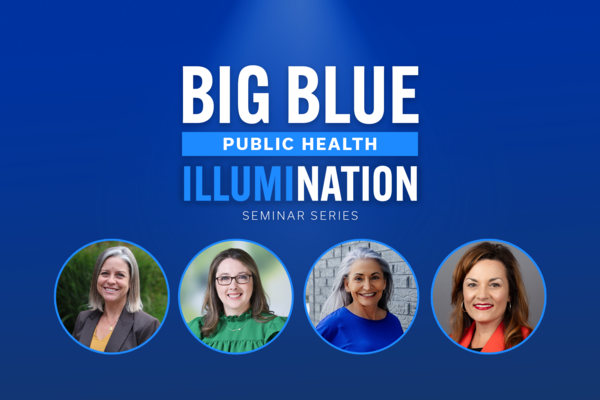 the logo for the Big Blue Public Health Illumination Series with photos of each of the presenters