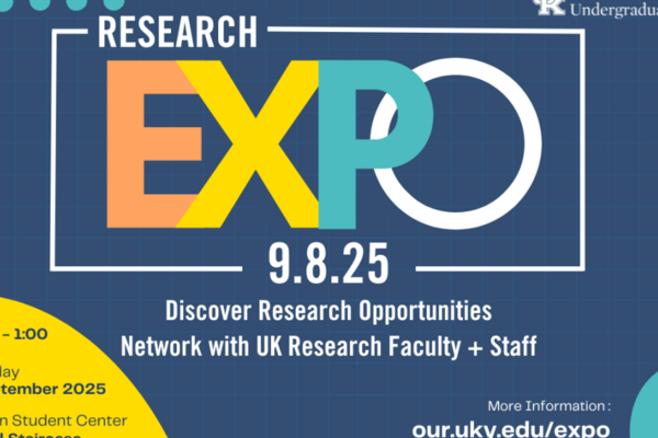 a digital flyer for the Research + Creative Experience Expo