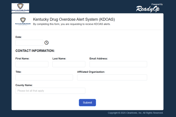 a screenshot of the KODAS webpage