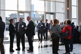 a canded photograph of the atendees at the event