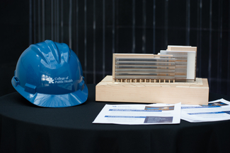 a photograph of a model display of the Health Education Building