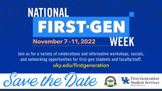 an illustrated flyer for the "National First-Gen Week"