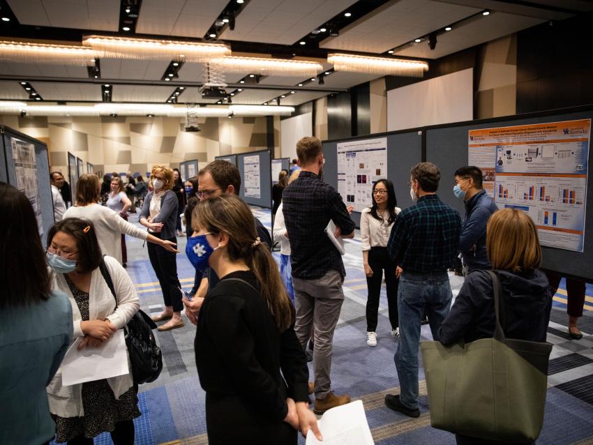 picture of students presenting research posters in the Gatton Student Center