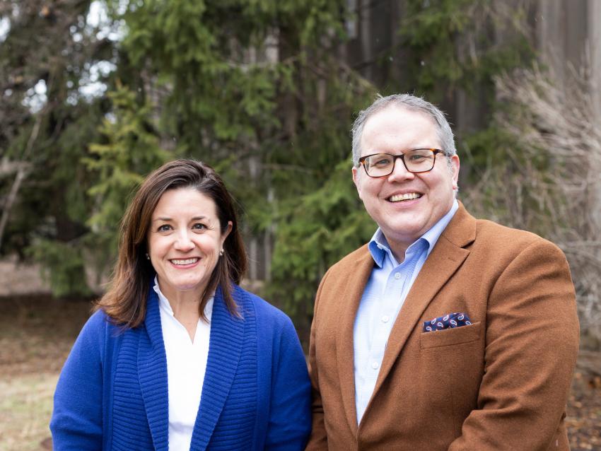 pictured is Dr. Katie Cardarelli and Dr. Marc Kiviniemi outside.