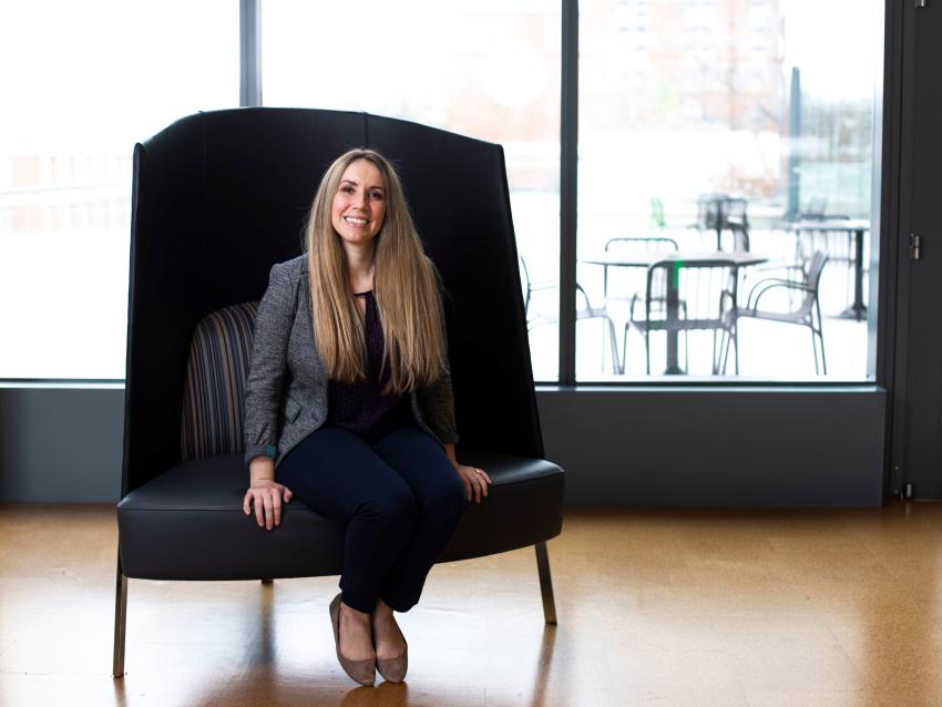 Rachel Vickers-Smith, an epidemiologist working with the HEAL initiative, sitting down.