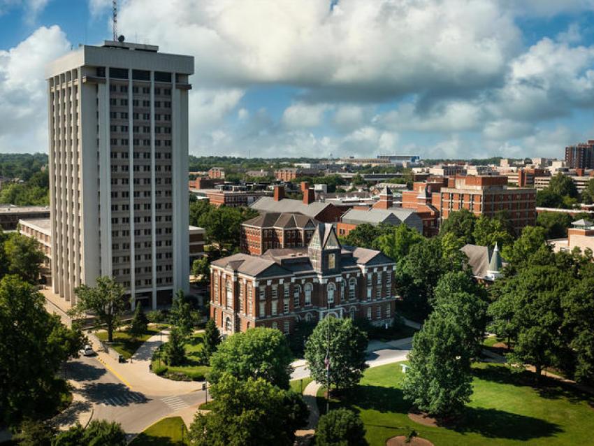 an aerial photograph of the University of Kentucky campus
