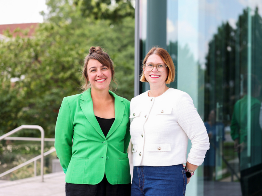 a photograph of Mary Beth Lacy and Rachel Hogg-Graham posing for the camera