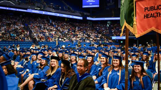 Picture of public health students graduating at Rupp Arena in May of 2023
