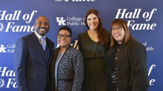 a photograph of the Hall of Fame winners with Dean Bush