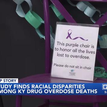 a screenshot of the WKYT news story "UK study finds disparities in substance use disorder for communities of color"